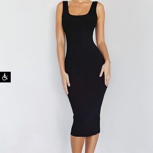 MISTRESS ROCKS Ribbed Dress Innocent Black Bodycon Sz XS NWT